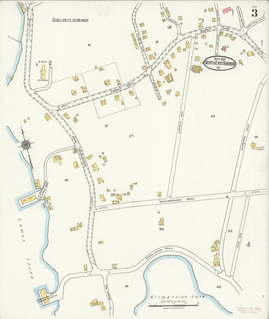 Sanborn Fire Insurance Map from North East Harbor, Hancock County, Maine (1921), Sheet #0003 - Historic Sanborn Fire Insurance Map Print, vintage old map wall art, antique decor, genealogy gift, Maine Maine map
