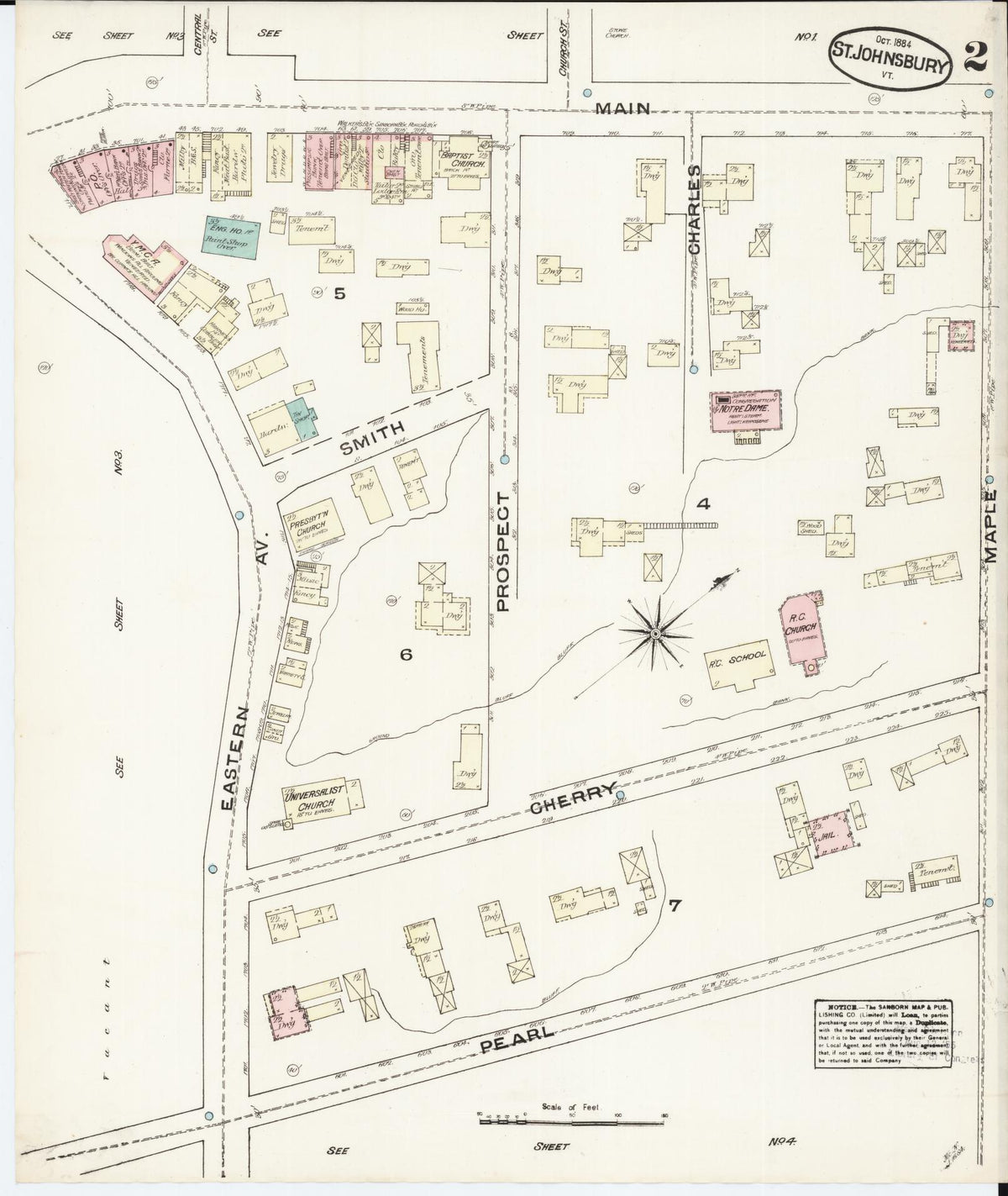Sanborn Fire Insurance Map from Saint Johnsbury, Caledonia County, Vermont (1884), Sheet #0002 - Complete Map Set gallery image, historic Sanborn map, vintage wall art, Vermont Vermont