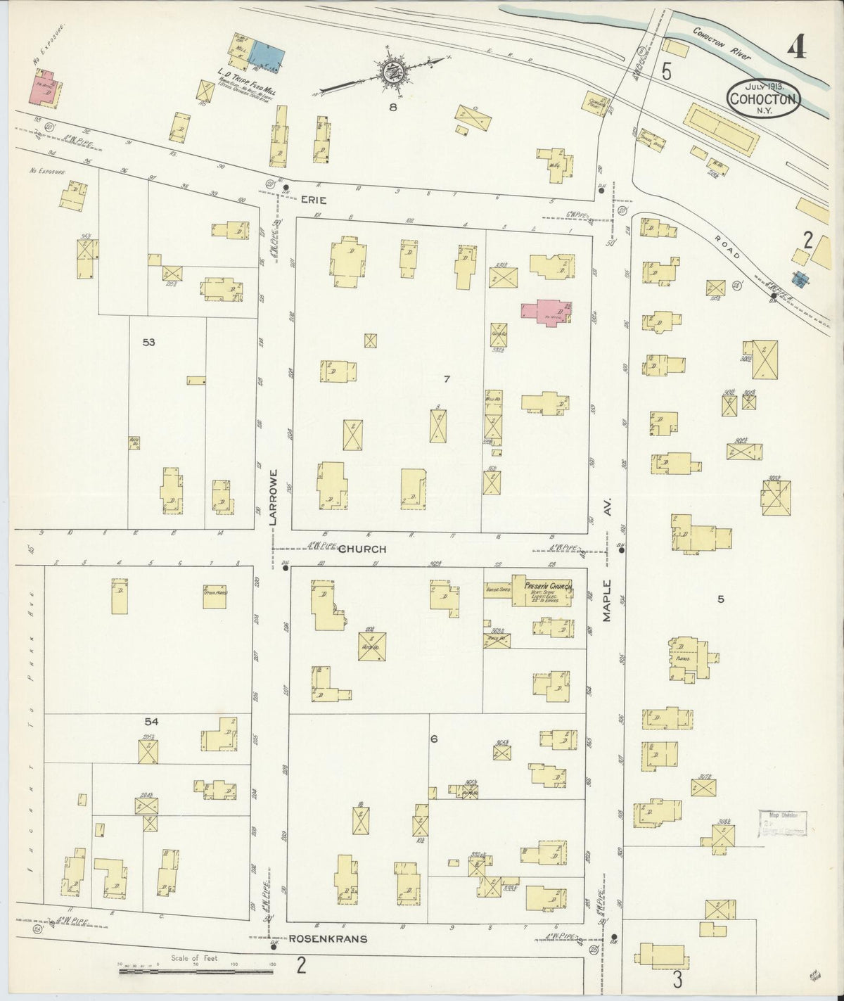 Sanborn Fire Insurance Map from Cohocton, Steuben County, New York (1913), Sheet #0004 - Complete Map Set gallery image, historic Sanborn map, vintage wall art, New York New York