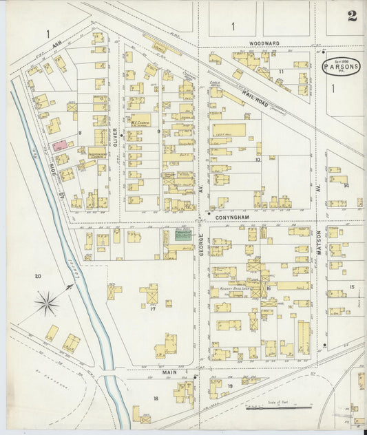 Sanborn Fire Insurance Map from Parsons, Luzerne County, Pennsylvania (1896), Sheet #0002 - Historic Sanborn Fire Insurance Map Print, vintage old map wall art, antique decor, genealogy gift, Pennsylvania Pennsylvania map