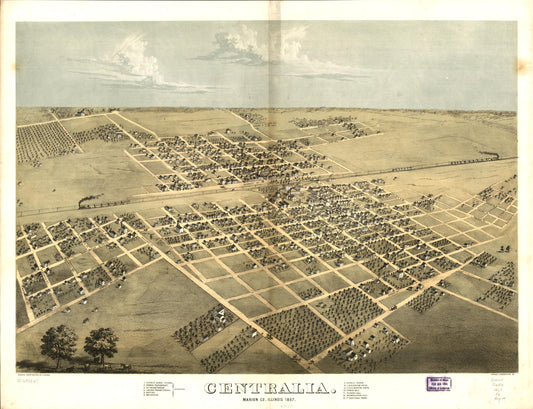 Centralia, Marion Co., Illinois 1867. (1867) – Historic Bird’s-Eye View Panorama Print