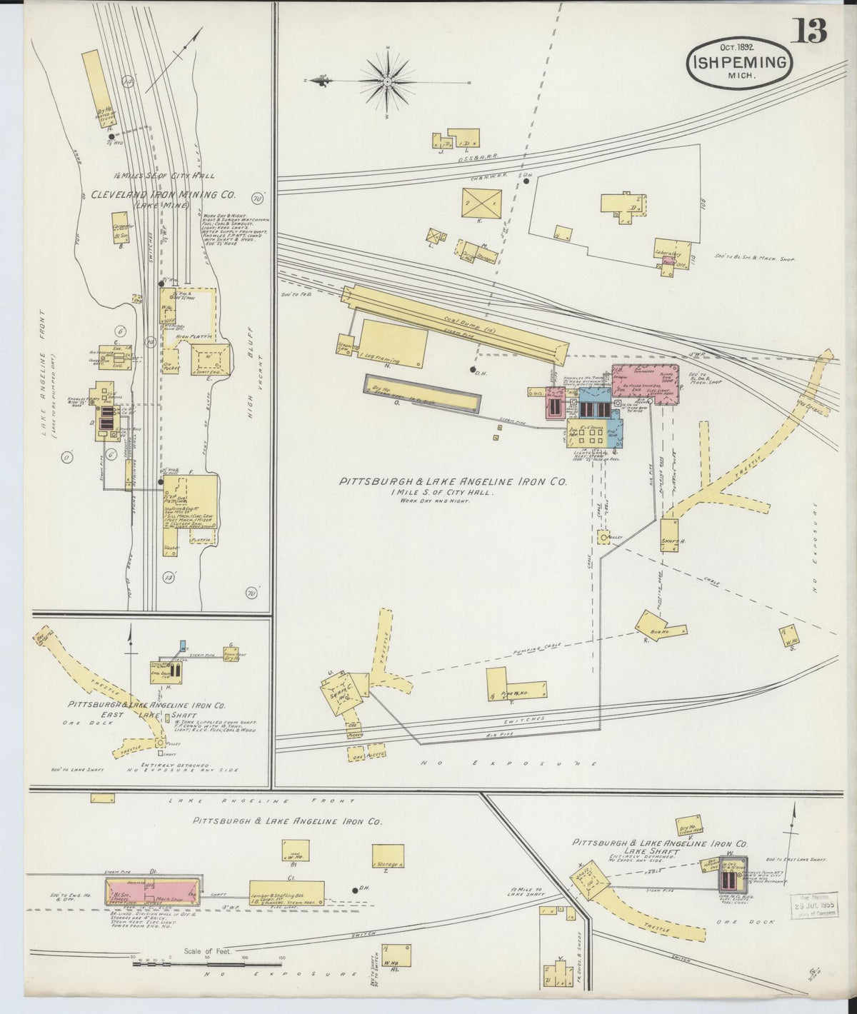 Sanborn Fire Insurance Map from Ishpeming, Marquette County, Michigan (1892), Sheet #0013 - Historic Sanborn Fire Insurance Map Print, vintage old map wall art, antique decor, genealogy gift, Michigan Michigan map