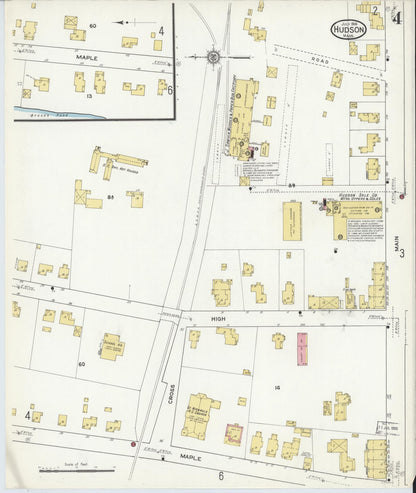 Sanborn Fire Insurance Map from Hudson, Middlesex County, Massachusetts (1916), Sheet #0004 - Complete Map Set gallery image, historic Sanborn map, vintage wall art, Massachusetts Massachusetts