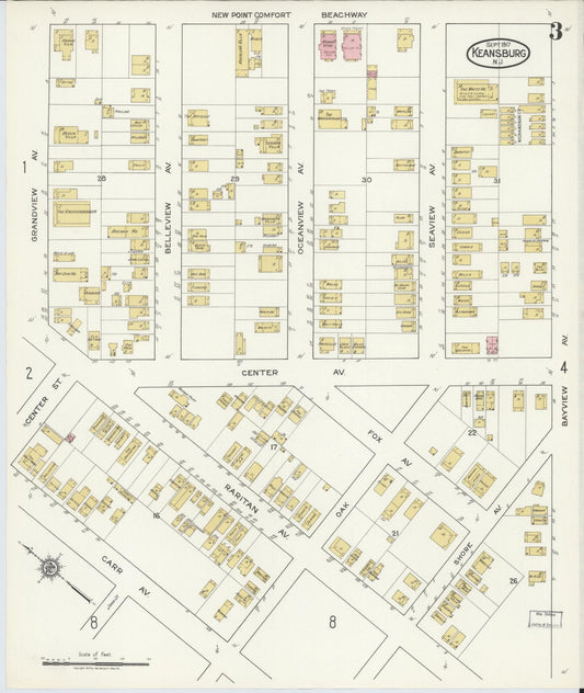 Sanborn Fire Insurance Map from Keansburg, Monmouth County, New Jersey (1917), Sheet #0003 - Historic Sanborn Fire Insurance Map Print, vintage old map wall art, antique decor, genealogy gift, New Jersey New Jersey map