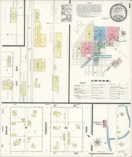 Sanborn Fire Insurance Map from Dayton, Columbia County, Washington (1891), Sheet #0001 - Complete Map Set gallery image, historic Sanborn map, vintage wall art, Washington Washington