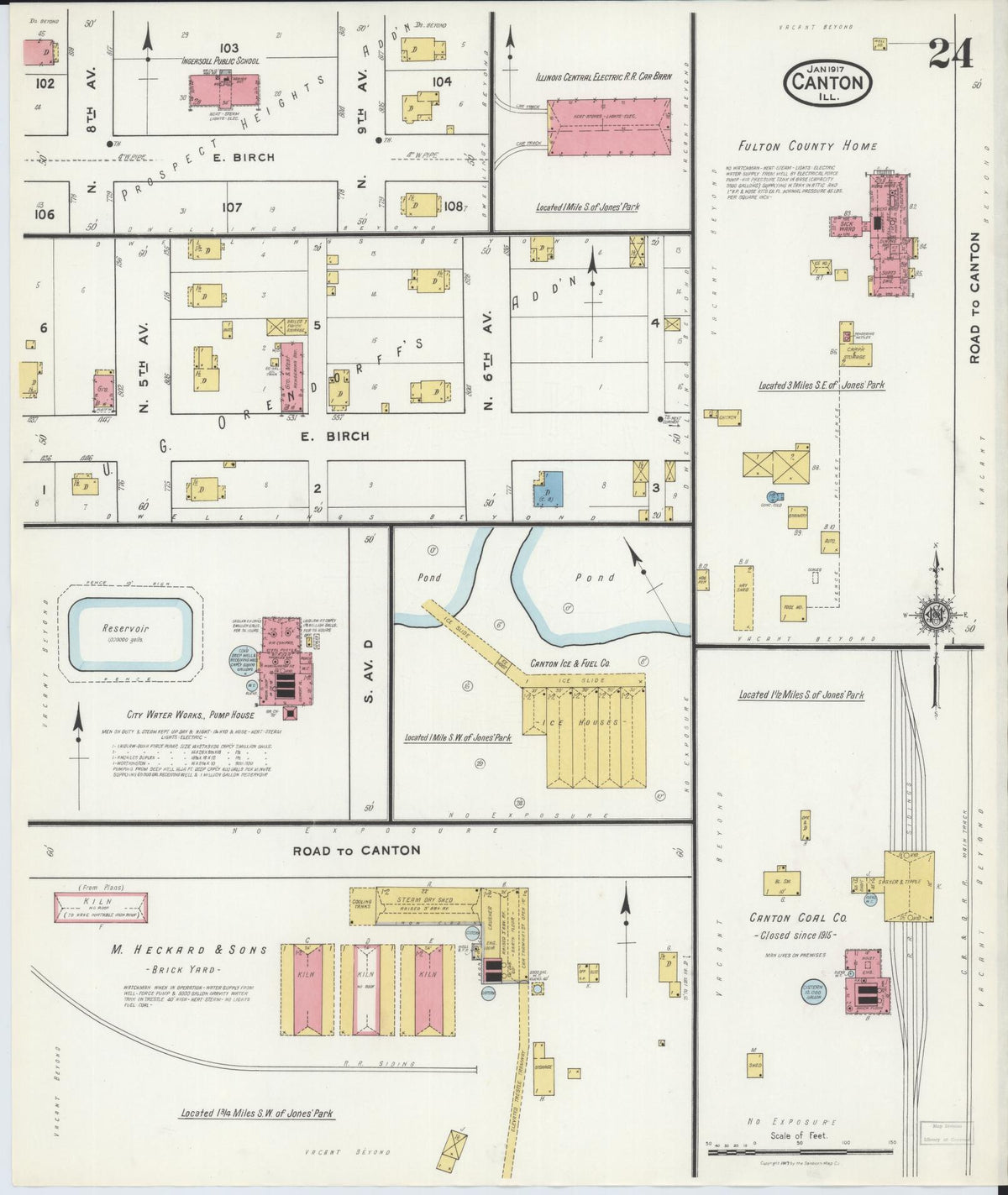 Sanborn Fire Insurance Map from Canton, Fulton County, Illinois (1917), Sheet #0024 - Complete Map Set gallery image, historic Sanborn map, vintage wall art, Illinois Illinois