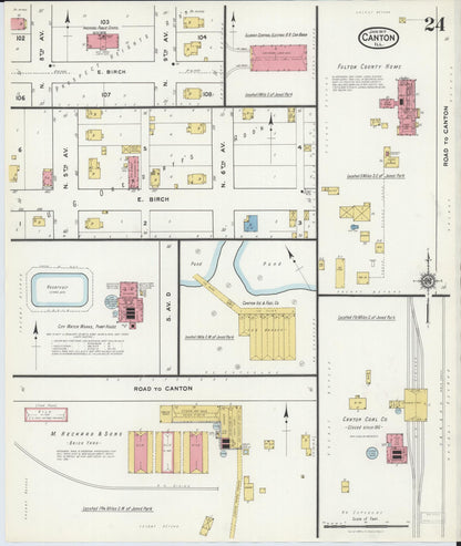 Sanborn Fire Insurance Map from Canton, Fulton County, Illinois (1917), Sheet #0024 - Complete Map Set gallery image, historic Sanborn map, vintage wall art, Illinois Illinois