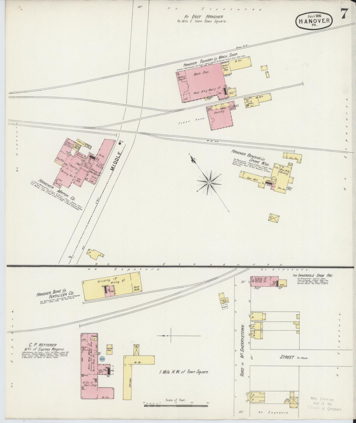 Sanborn Fire Insurance Map from Hanover, York County, Pennsylvania (1896), Sheet #0007 - Complete Map Set gallery image, historic Sanborn map, vintage wall art, Pennsylvania Pennsylvania