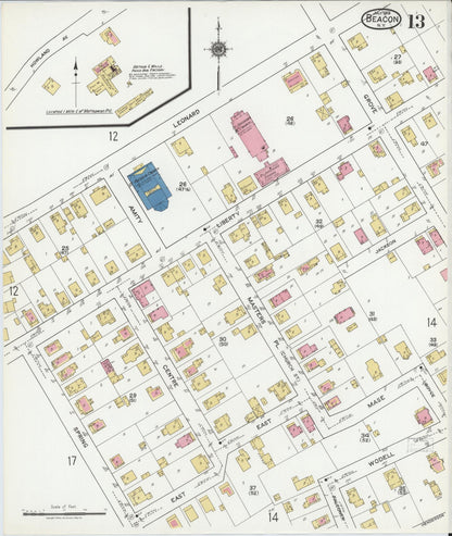 Sanborn Fire Insurance Map from Beacon, Dutchess County, New York (1919), Sheet #0013 - Complete Map Set gallery image, historic Sanborn map, vintage wall art, New York New York