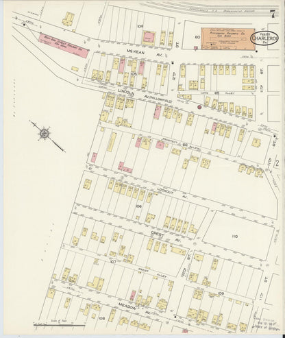 Sanborn Fire Insurance Map from Charleroi, Washington County, Pennsylvania (1913), Sheet #0007 - Complete Map Set gallery image, historic Sanborn map, vintage wall art, Pennsylvania Pennsylvania