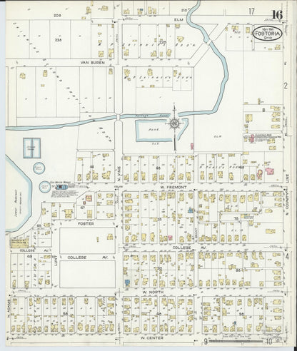 Sanborn Fire Insurance Map from Fostoria, Seneca, Hancock, And Wood Counties, Ohio (1914), Sheet #0016 - Historic Sanborn Fire Insurance Map Print, vintage old map wall art, antique decor, genealogy gift, Ohio Ohio map