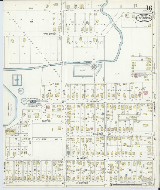 Sanborn Fire Insurance Map from Fostoria, Seneca, Hancock, And Wood Counties, Ohio (1914), Sheet #0016 - Historic Sanborn Fire Insurance Map Print, vintage old map wall art, antique decor, genealogy gift, Ohio Ohio map