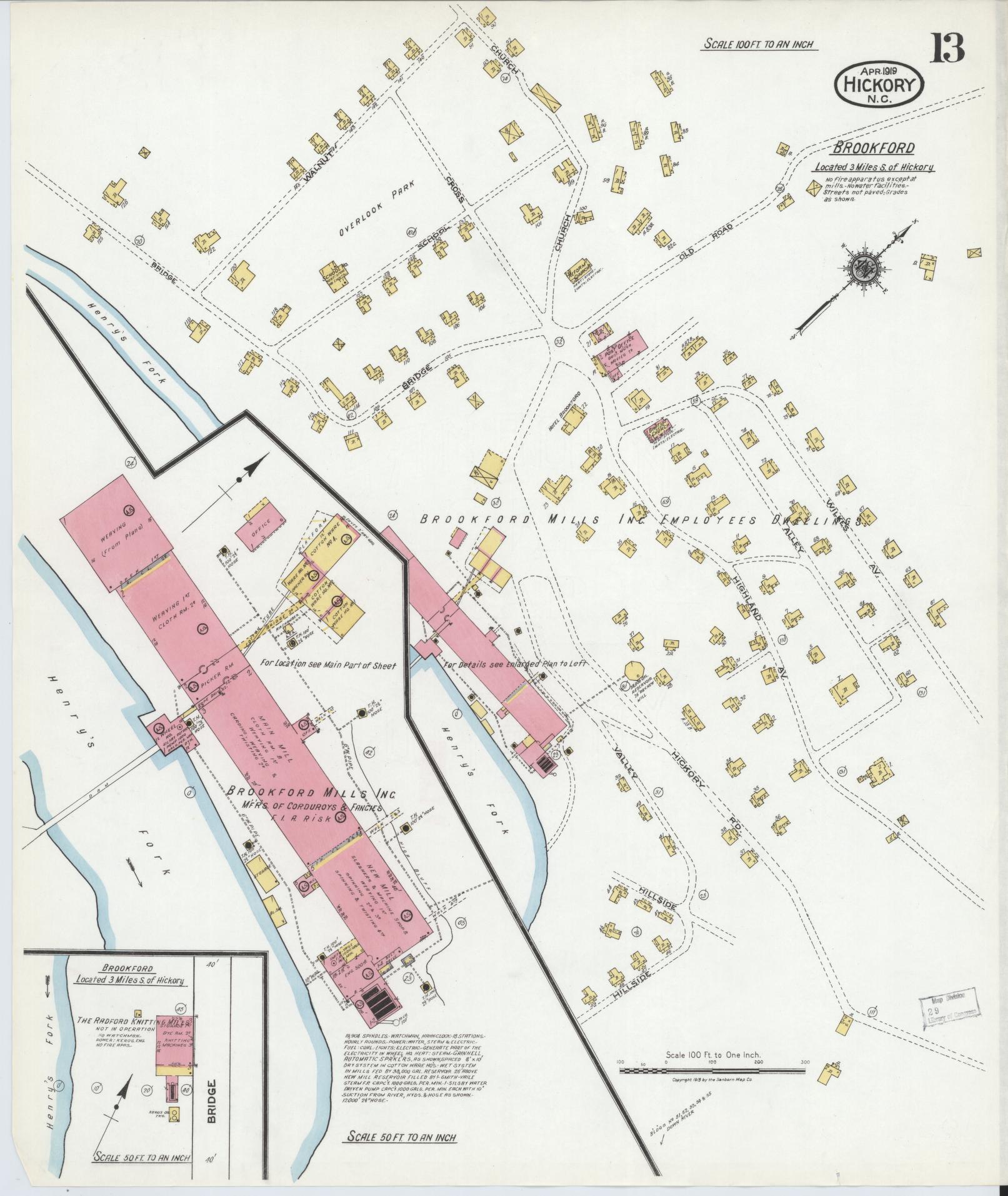 Sanborn Fire Insurance Map from Hickory, Catawba County, North Carolina (1919), Sheet #0013 - Complete Map Set gallery image, historic Sanborn map, vintage wall art, North Carolina North Carolina