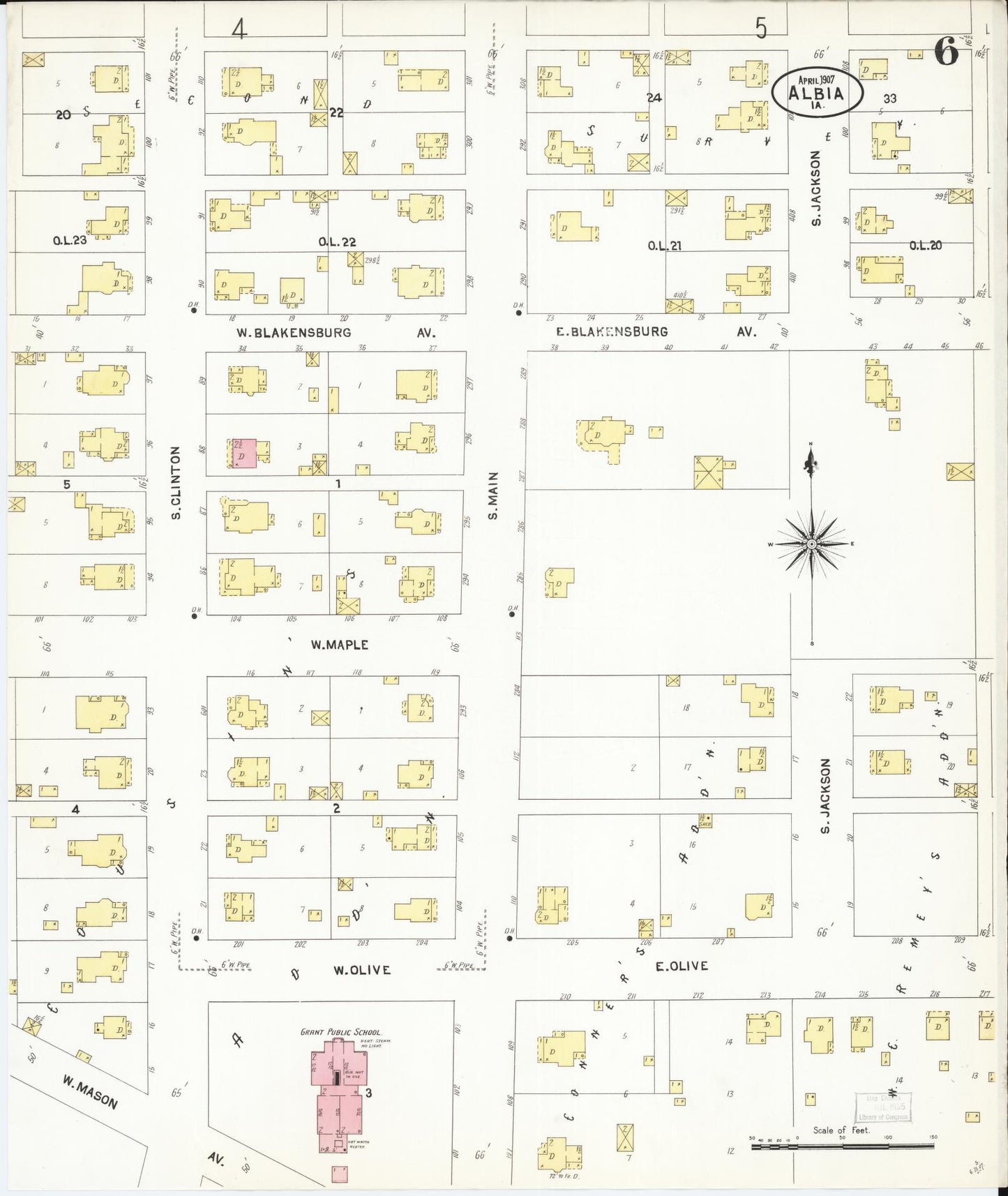 Sanborn Fire Insurance Map from Albia, Monroe County, Iowa (1907), Sheet #0006 - Historic Sanborn Fire Insurance Map Print