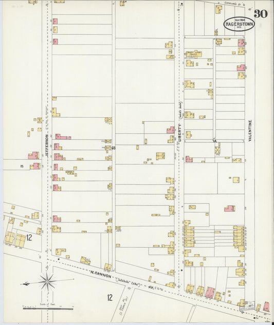 Sanborn Fire Insurance Map from Hagerstown, Washington County, Maryland (1904), Sheet #0030 - Historic Sanborn Fire Insurance Map Print, vintage old map wall art, antique decor, genealogy gift, Maryland Maryland map