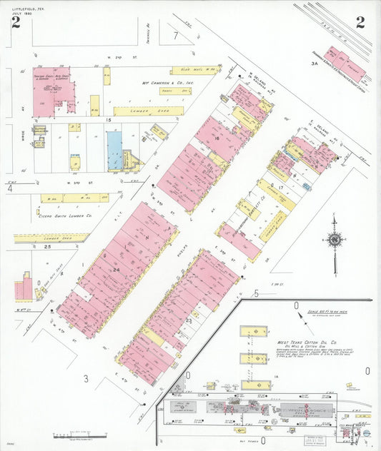Sanborn Fire Insurance Map from Littlefield, Lamb County, Texas (1950), Sheet #0002 - Historic Sanborn Fire Insurance Map Print, vintage old map wall art, antique decor, genealogy gift, Texas Texas map