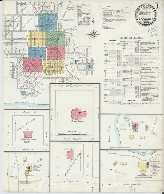 Sanborn Fire Insurance Map from Trenton, Grundy County, Missouri (1898), Sheet #0001 - Complete Map Set gallery image, historic Sanborn map, vintage wall art, Missouri Missouri