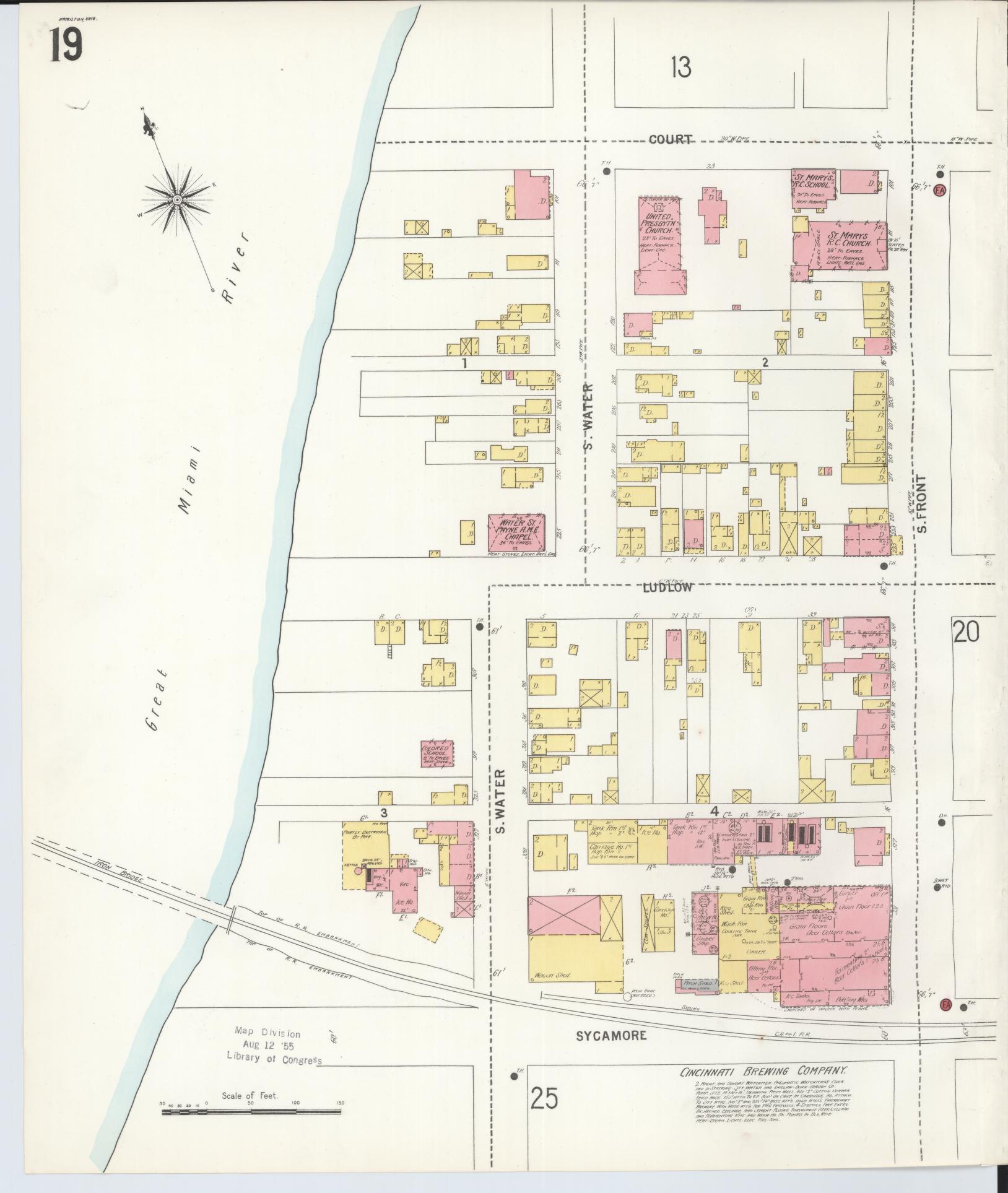 Sanborn Fire Insurance Map from Hamilton, Butler County, Ohio (1899), Sheet #0019 - Historic Sanborn Fire Insurance Map Print, vintage old map wall art, antique decor, genealogy gift, Ohio Ohio map