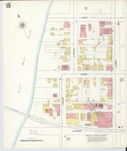 Sanborn Fire Insurance Map from Hamilton, Butler County, Ohio (1899), Sheet #0019 - Historic Sanborn Fire Insurance Map Print, vintage old map wall art, antique decor, genealogy gift, Ohio Ohio map