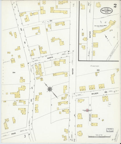 Sanborn Fire Insurance Map from Hallowell, Kennebec County, Maine (1910), Sheet #0002 - Complete Map Set gallery image, historic Sanborn map, vintage wall art, Maine Maine