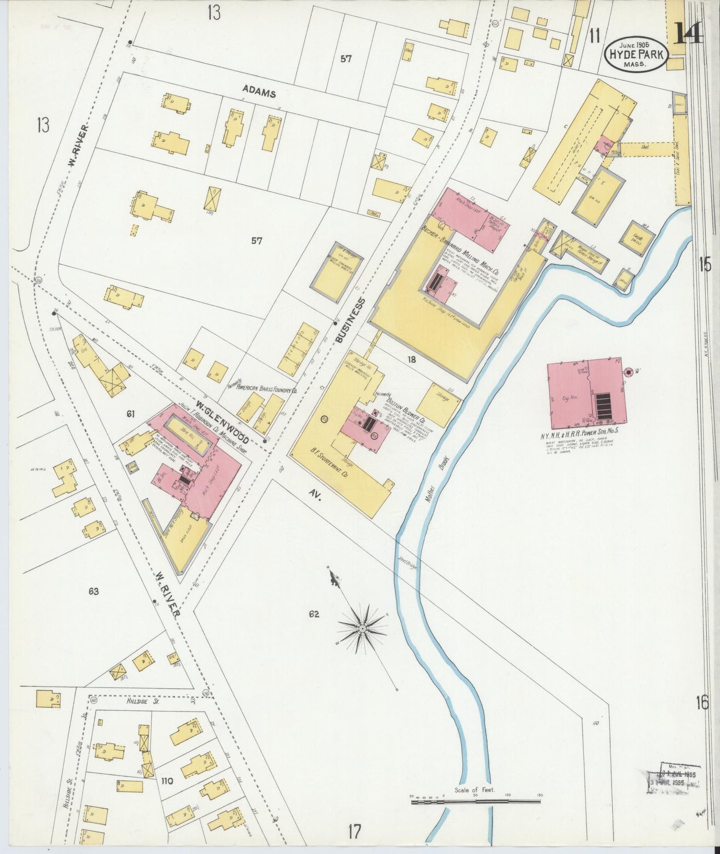 Sanborn Fire Insurance Map from Hyde Park, Norfolk County, Massachusetts (1905), Sheet #0014 - Complete Map Set gallery image, historic Sanborn map, vintage wall art, Massachusetts Massachusetts