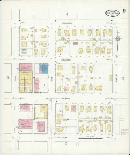 Sanborn Fire Insurance Map from Chillicothe, Livingston County, Missouri (1916), Sheet #0009 - Complete Map Set gallery image, historic Sanborn map, vintage wall art, Missouri Missouri