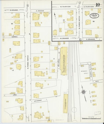 Sanborn Fire Insurance Map from Troy, Pike County, Alabama (1916), Sheet #0010 - Complete Map Set gallery image, historic Sanborn map, vintage wall art, Alabama Alabama