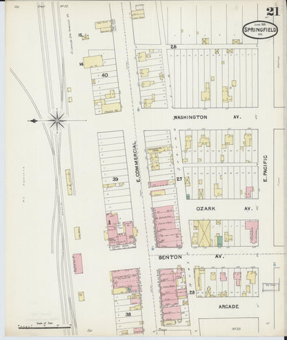 Sanborn Fire Insurance Map from Springfield, Greene County, Missouri (1891), Sheet #0021 - Complete Map Set gallery image, historic Sanborn map, vintage wall art, Missouri Missouri