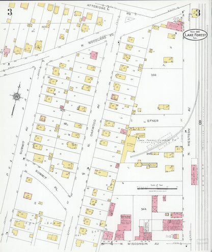 Sanborn Fire Insurance Map from Lake Forest, Lake County, Illinois (1926), Sheet #0003 - Complete Map Set gallery image, historic Sanborn map, vintage wall art, Illinois Illinois