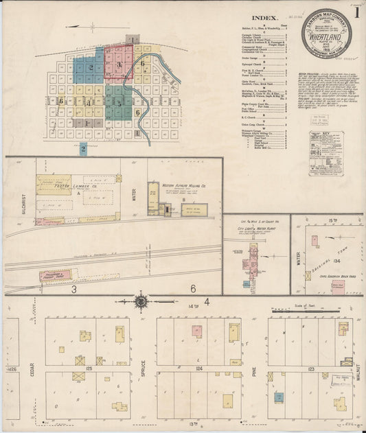 Sanborn Fire Insurance Map from Wheatland, Platte County, Wyoming (1918), Sheet #0001 - Historic Sanborn Fire Insurance Map Print, vintage old map wall art, antique decor, genealogy gift, Wyoming Wyoming map