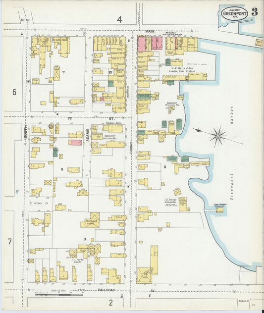 Sanborn Fire Insurance Map from Greenport, Suffolk County, New York (1902), Sheet #0003 - Historic Sanborn Fire Insurance Map Print, vintage old map wall art, antique decor, genealogy gift, New York New York map