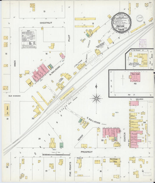 Sanborn Fire Insurance Map from Oneida, Knox County, Illinois (1901), Sheet #0001 - Historic Sanborn Fire Insurance Map Print, vintage old map wall art, antique decor, genealogy gift, Illinois Illinois map