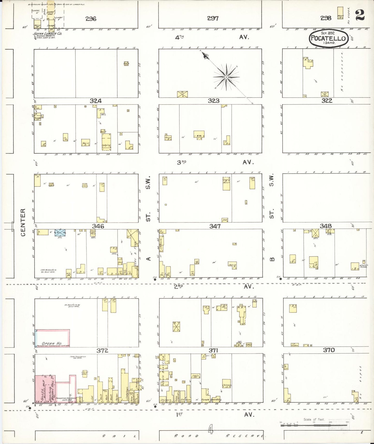 Sanborn Fire Insurance Map from Pocatello, Bannock County, Idaho (1892), Sheet #0002 - Complete Map Set gallery image, historic Sanborn map, vintage wall art, Idaho Idaho