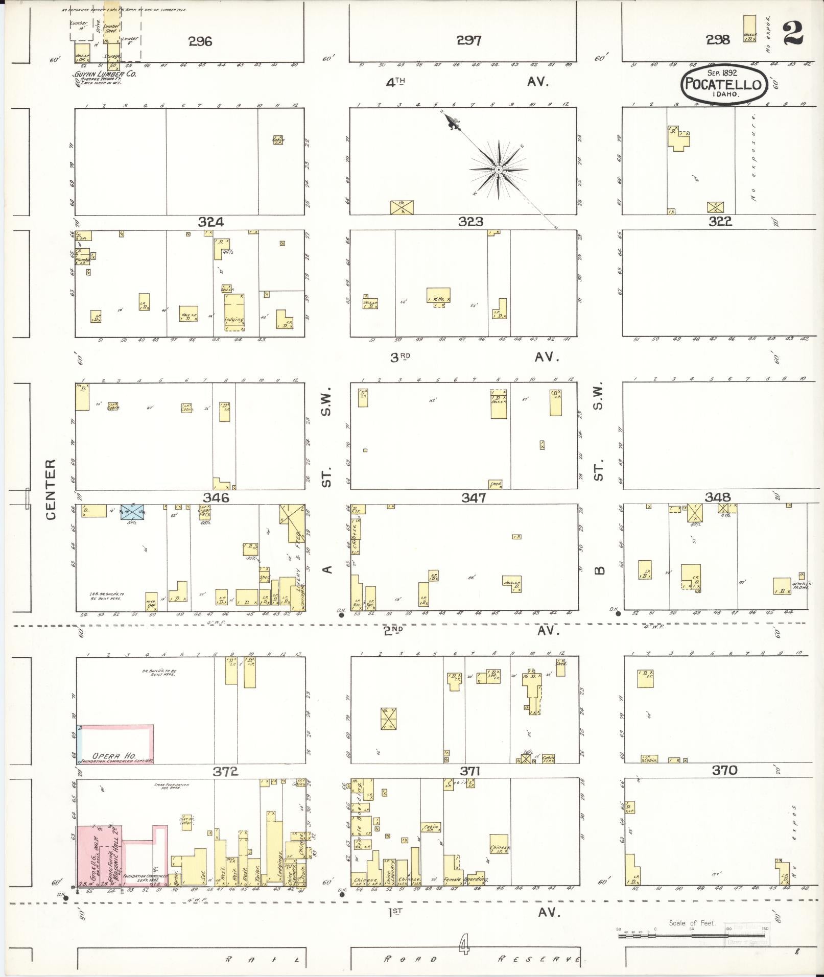 Sanborn Fire Insurance Map from Pocatello, Bannock County, Idaho (1892), Sheet #0002 - Complete Map Set gallery image, historic Sanborn map, vintage wall art, Idaho Idaho