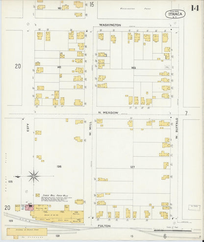 Sanborn Fire Insurance Map from Ithaca, Tompkins County, New York (1904), Sheet #0014 - Complete Map Set gallery image, historic Sanborn map, vintage wall art, New York New York