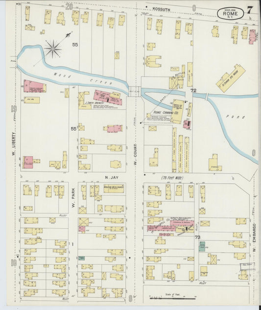 Sanborn Fire Insurance Map from Rome, Oneida County, New York (1894), Sheet #0007 - Historic Sanborn Fire Insurance Map Print, vintage old map wall art, antique decor, genealogy gift, New York New York map