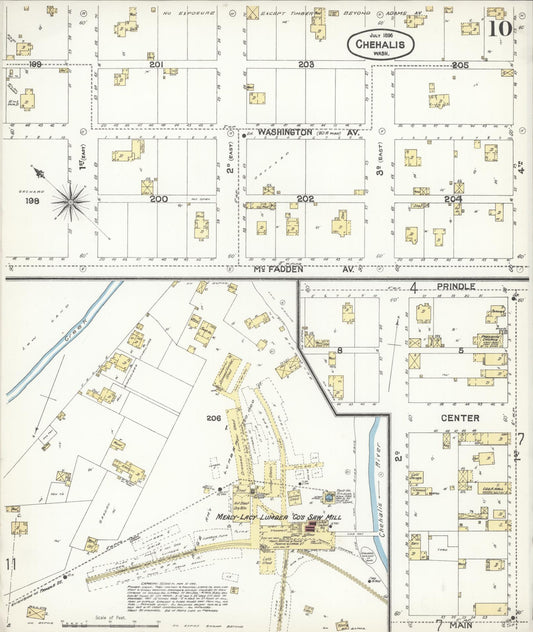 Sanborn Fire Insurance Map from Chehalis, Lewis County, Washington (1896), Sheet #0010 - Historic Sanborn Fire Insurance Map Print, vintage old map wall art, antique decor, genealogy gift, Washington Washington map