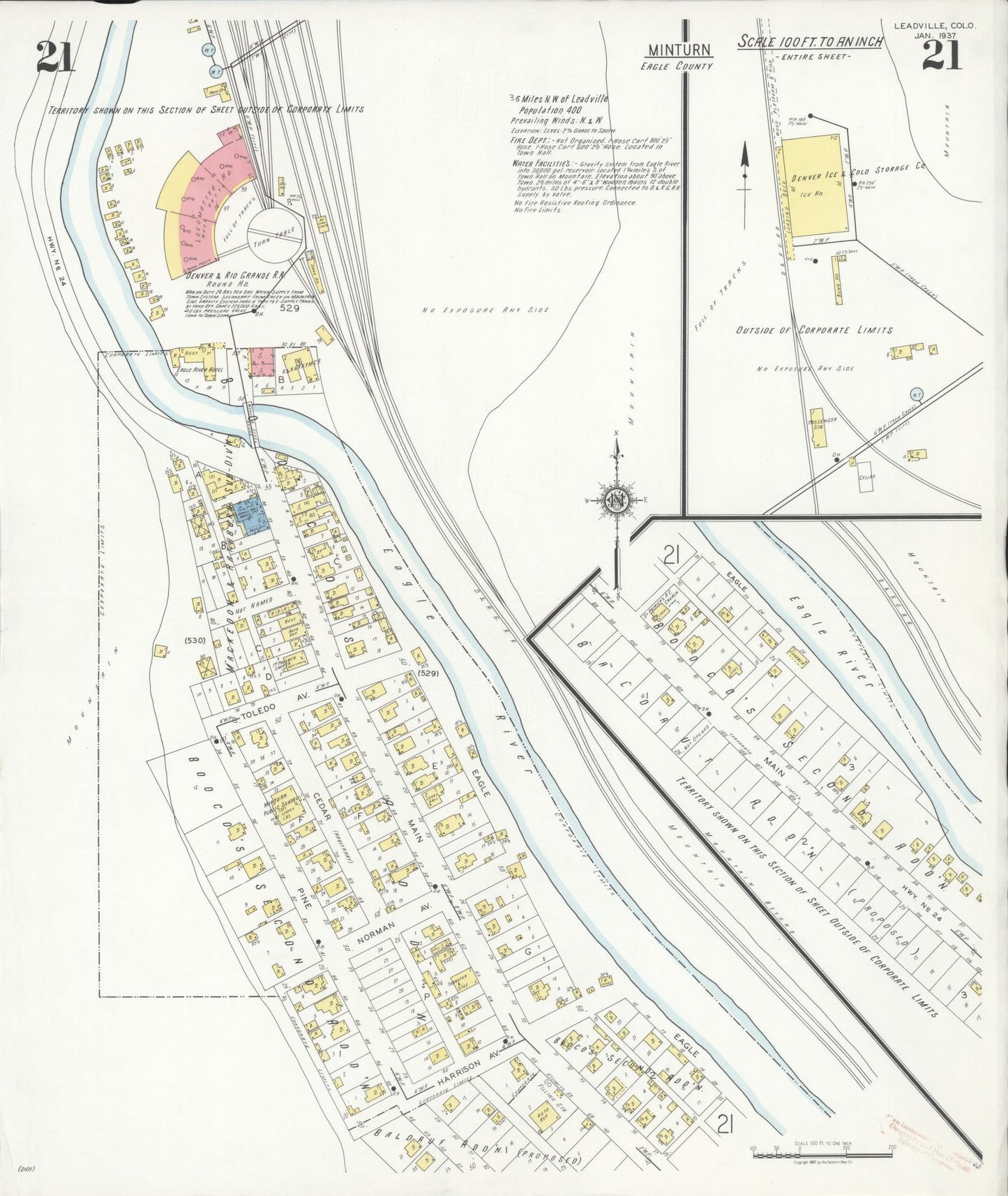 Sanborn Fire Insurance Map from Leadville, Lake County, Colorado (1937), Sheet #0021 - Complete Map Set gallery image, historic Sanborn map, vintage wall art, Colorado Colorado