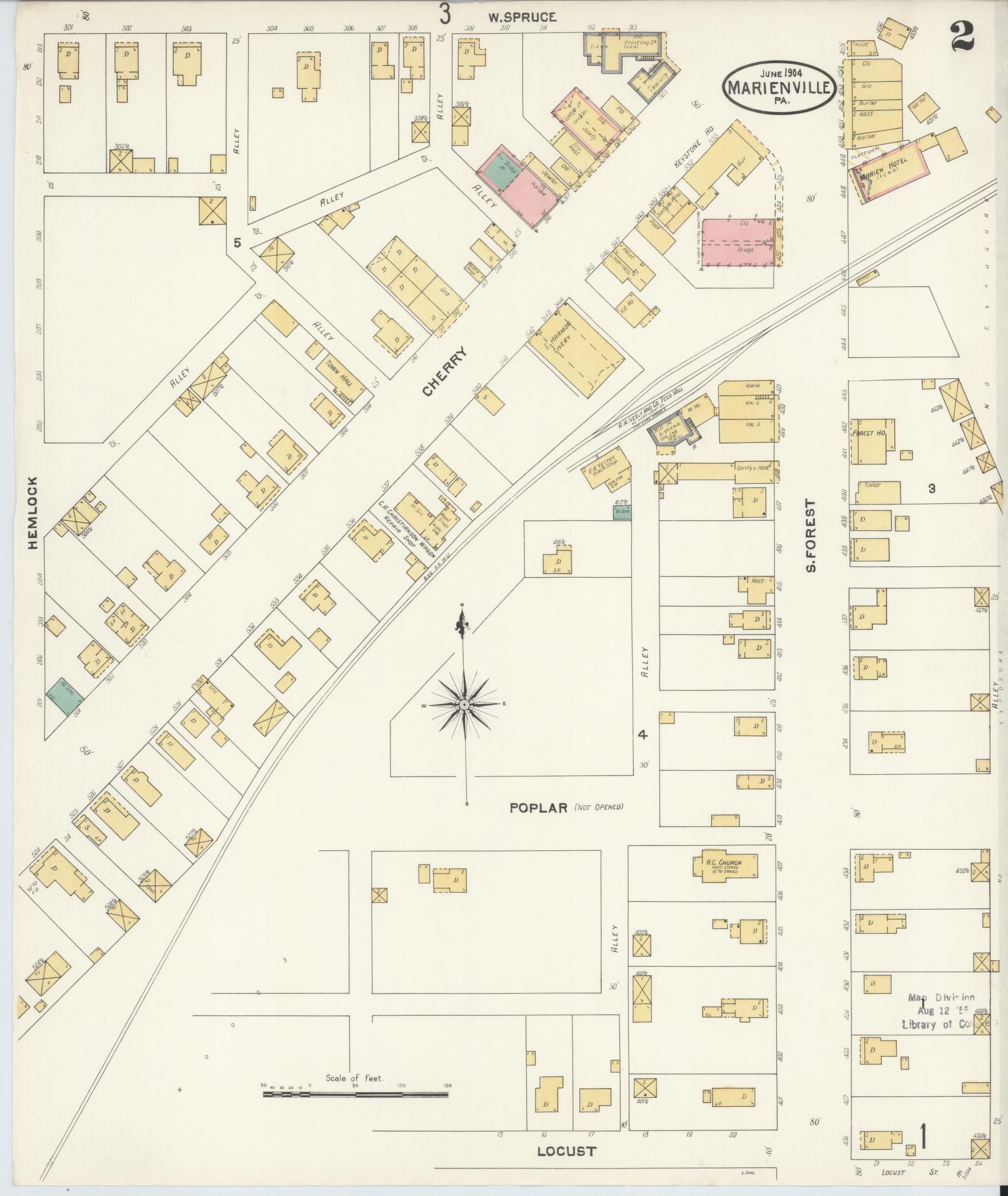 Sanborn Fire Insurance Map from Marienville, Forest County, Pennsylvania (1904), Sheet #0002 - Complete Map Set gallery image, historic Sanborn map, vintage wall art, Pennsylvania Pennsylvania