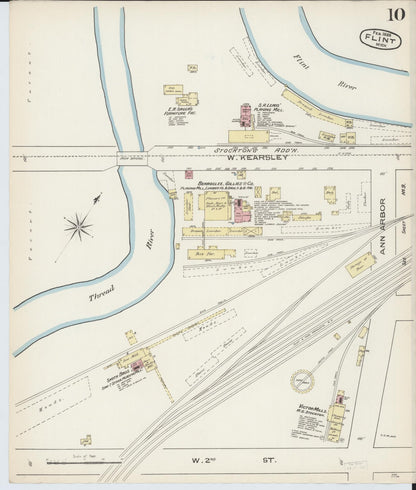 Sanborn Fire Insurance Map from Flint, Genesee County, Michigan (1886), Sheet #0010 - Complete Map Set gallery image, historic Sanborn map, vintage wall art, Michigan Michigan