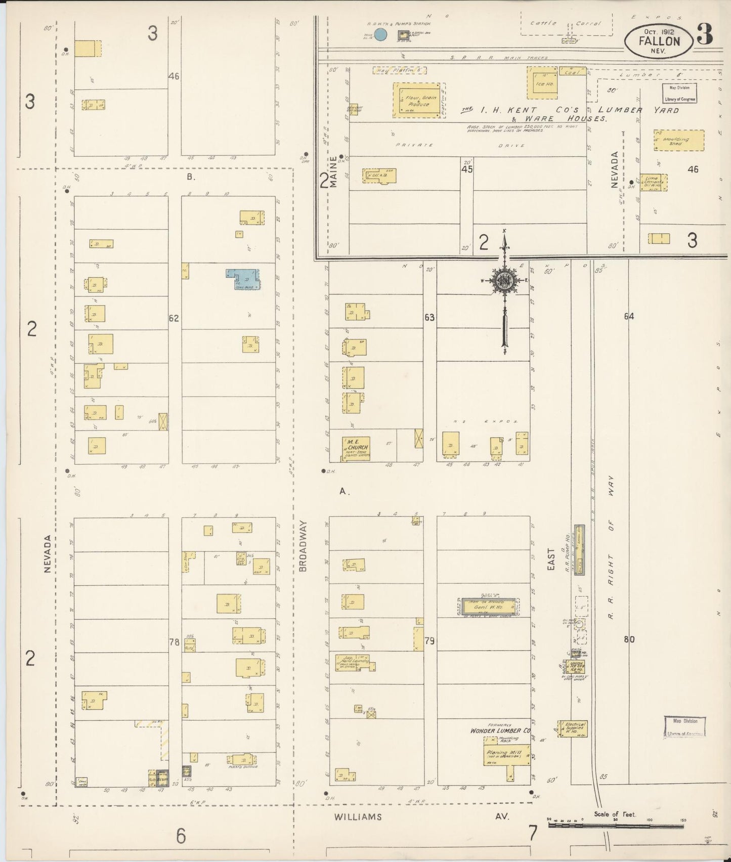 Sanborn Fire Insurance Map from Fallon, Churchill County, Nevada (1912), Sheet #0003 - Complete Map Set gallery image, historic Sanborn map, vintage wall art, Nevada Nevada