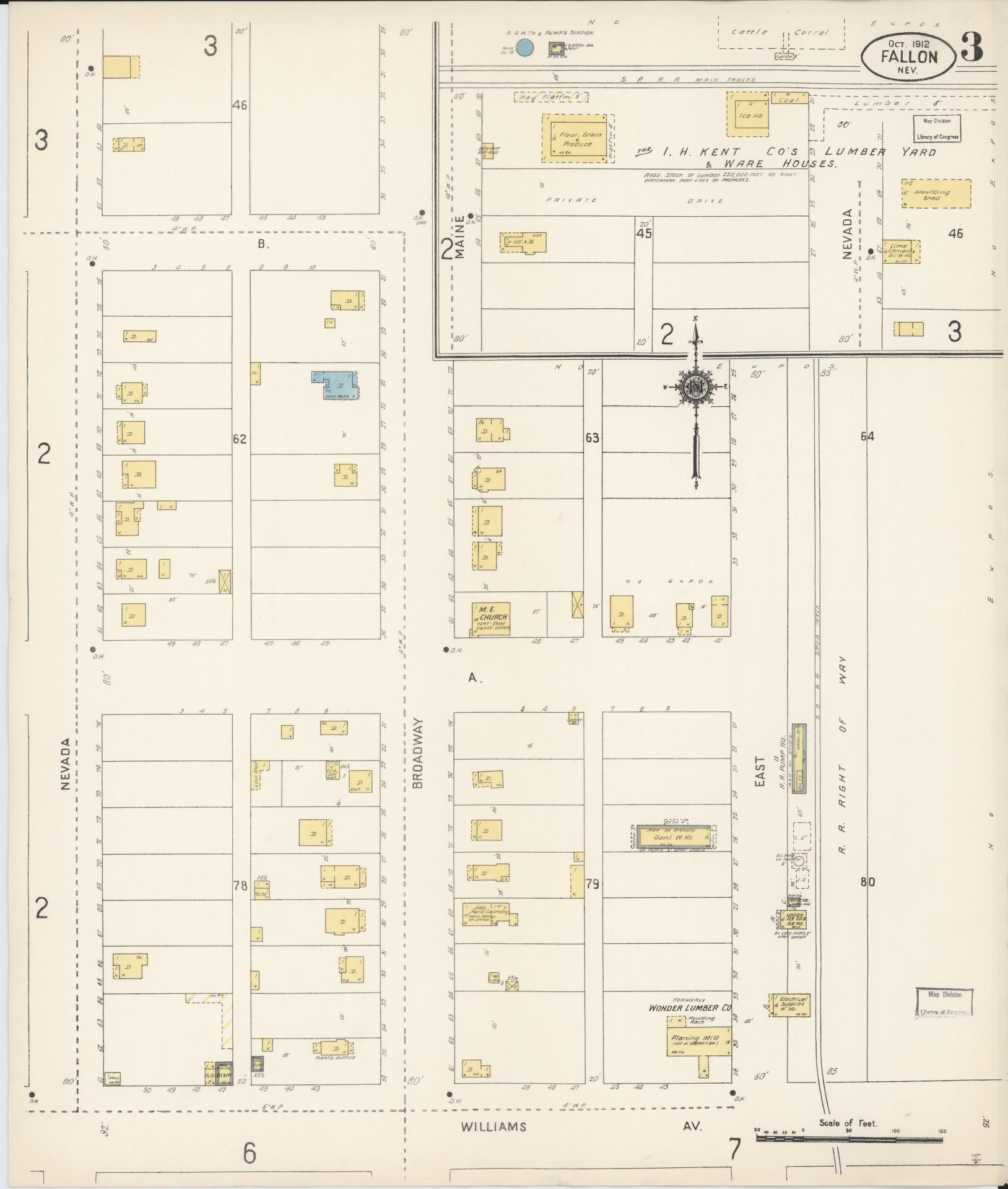 Sanborn Fire Insurance Map from Fallon, Churchill County, Nevada (1912), Sheet #0003 - Complete Map Set gallery image, historic Sanborn map, vintage wall art, Nevada Nevada