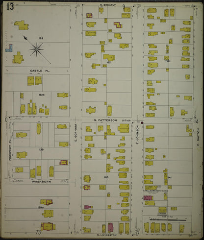 Sanborn Fire Insurance Map from Madison, Dane County, Wisconsin (1908), Sheet #0013 - Historic Sanborn Fire Insurance Map Print, vintage old map wall art, antique decor, genealogy gift, Wisconsin Wisconsin map