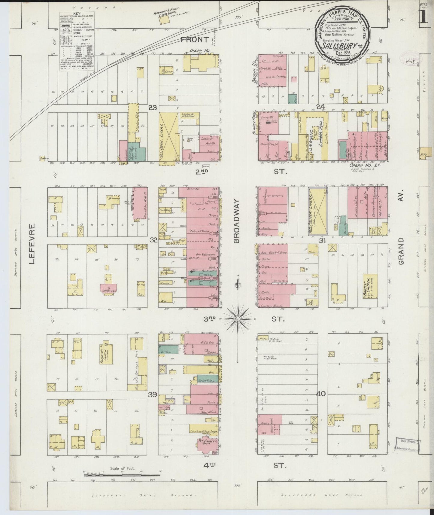 Sanborn Fire Insurance Map from Salisbury, Chariton County, Missouri (1893), Sheet #0001 - Complete Map Set gallery image, historic Sanborn map, vintage wall art, Missouri Missouri
