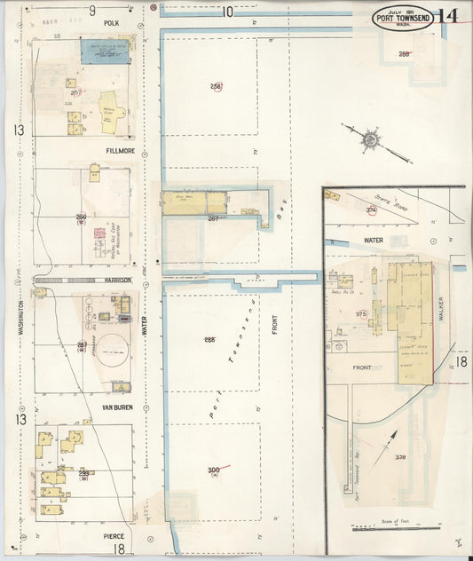Sanborn Fire Insurance Map from Port Townsend, Jefferson County, Washington (1949), Sheet #0014 - Historic Sanborn Fire Insurance Map Print, vintage old map wall art, antique decor, genealogy gift, Washington Washington map
