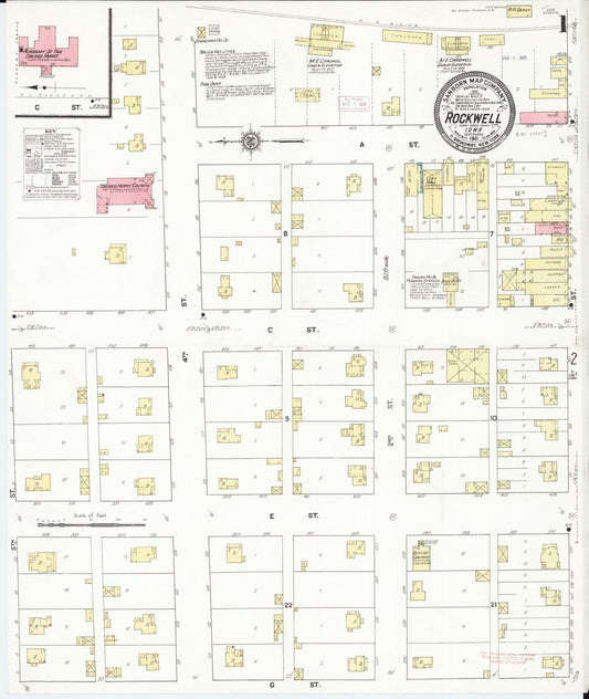 Sanborn Fire Insurance Map from Rockwell, Cerro Gordo County, Iowa (1911), Sheet #0001 - Historic Sanborn Fire Insurance Map Print, vintage old map wall art
