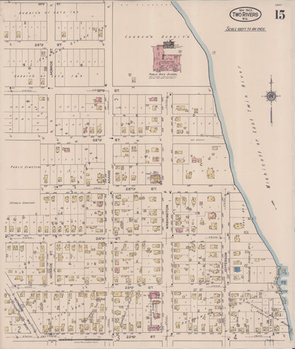 Sanborn Fire Insurance Map from Two Rivers, Manitowoc County, Wisconsin (1922), Sheet #0015 - Complete Map Set gallery image, historic Sanborn map, vintage wall art, Wisconsin Wisconsin