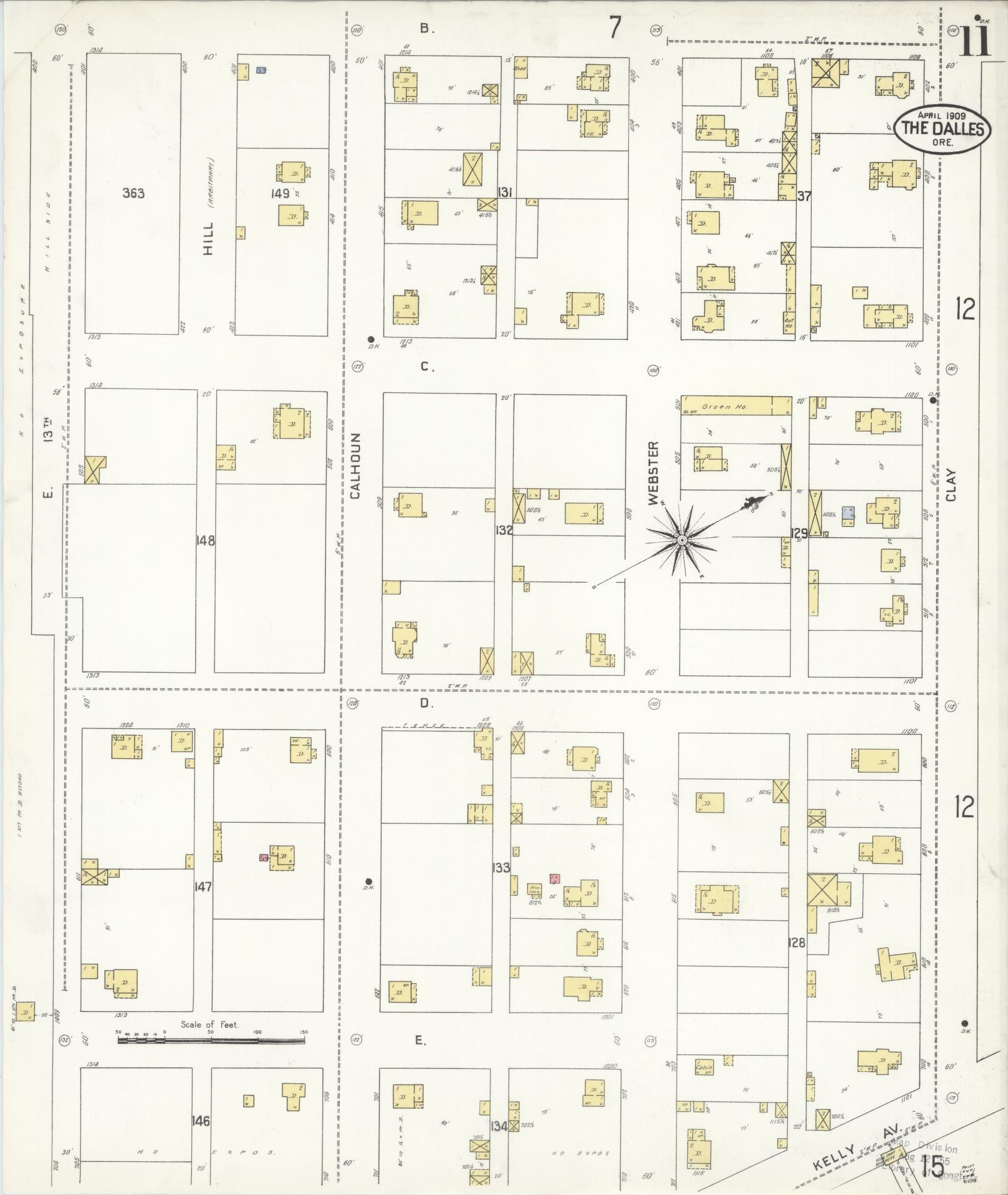Sanborn Fire Insurance Map from The Dalles, Wasco County, Oregon (1909), Sheet #0011 - Historic Sanborn Fire Insurance Map Print, vintage old map wall art, antique decor, genealogy gift, Oregon Oregon map