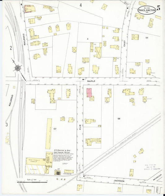 Sanborn Fire Insurance Map from Essex Junction, Chittenden County, Vermont (1910), Sheet #0005 - Historic Sanborn Fire Insurance Map Print, vintage old map wall art, antique decor, genealogy gift, Vermont Vermont map