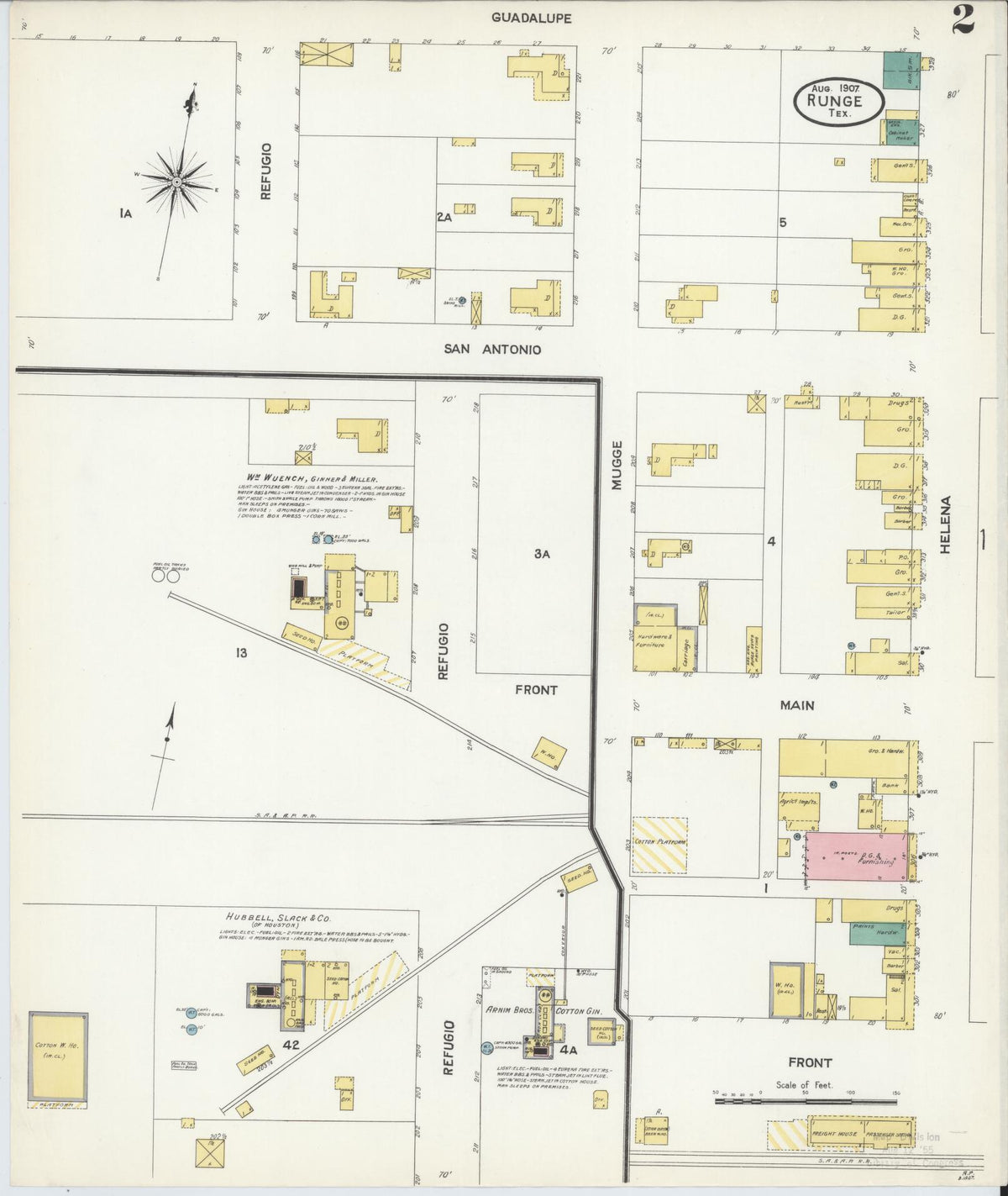 Sanborn Fire Insurance Map from Runge, Karnes County, Texas (1907), Sheet #0002 - Complete Map Set gallery image, historic Sanborn map, vintage wall art, Texas Texas